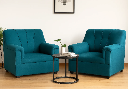 Jute Sofa 1 Seater (Blue) (Set of 2)